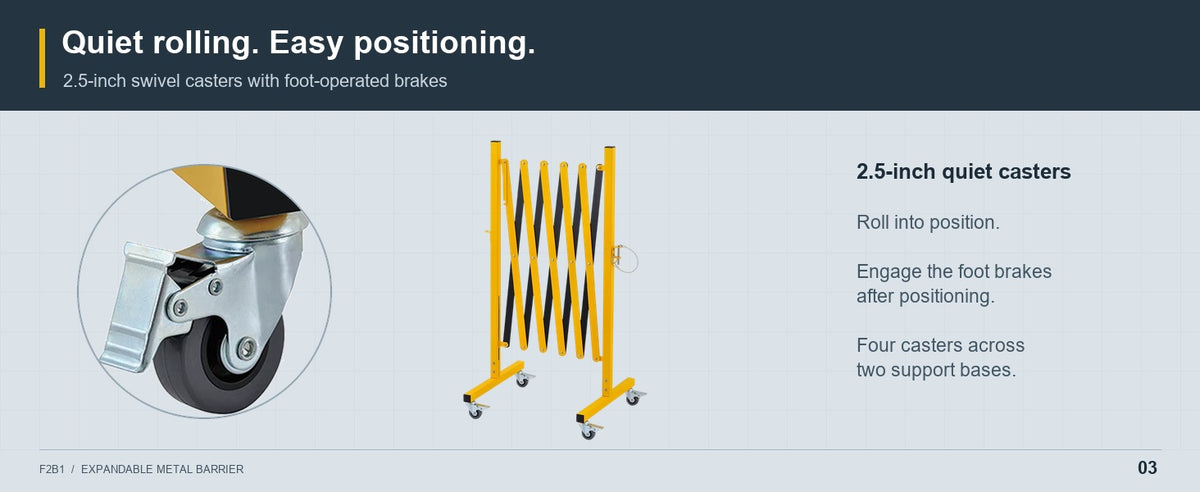 Quiet Rolling. Easy Positioning. — GYMTIME F2B1 Yellow and Black Barrier
