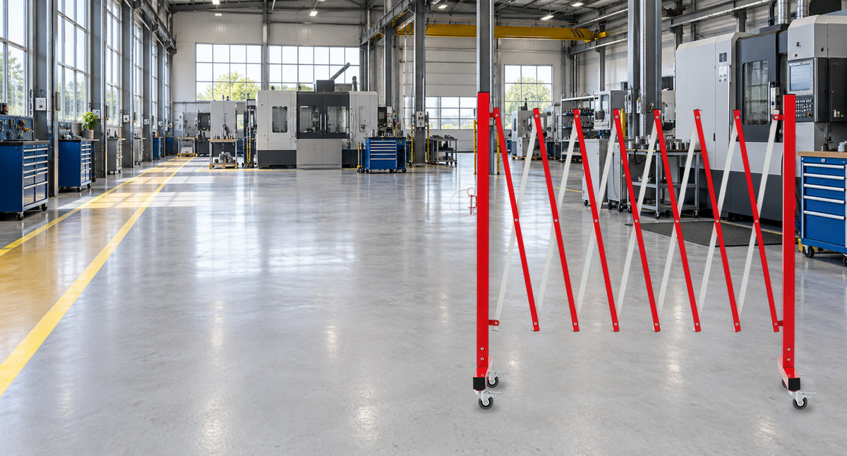 Adapt Boundaries to Your Workflow — GYMTIME 11-foot Red and White expandable barricade