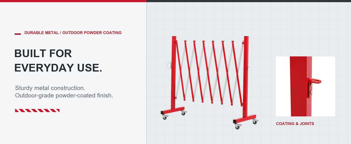 Sturdy Construction. Standout Color. — GYMTIME 11-foot Red and White expandable barricade
