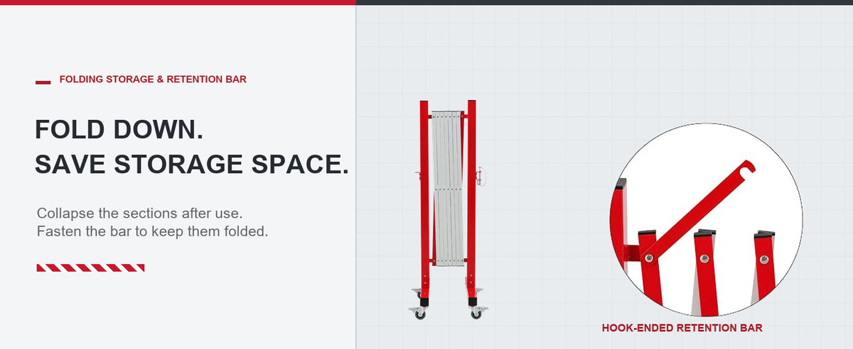 Fold Away. Free Up Space. — GYMTIME 11-foot Red and White expandable barricade