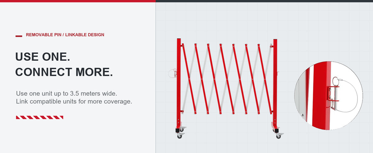 Use One. Connect More. — GYMTIME 11-foot Red and White expandable barricade
