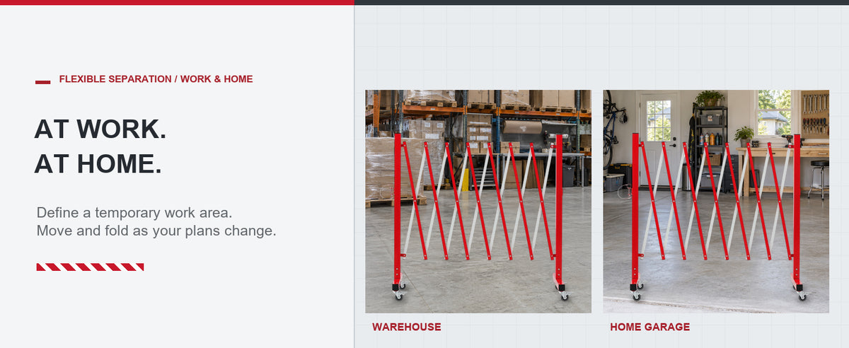 Flexible Separation for Work and Home — GYMTIME 11-foot Red and White expandable barricade