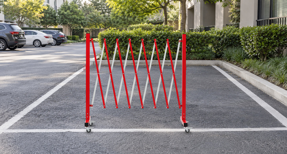 Clearly Mark Unavailable Parking Spaces — GYMTIME 11-foot Red and White expandable barricade
