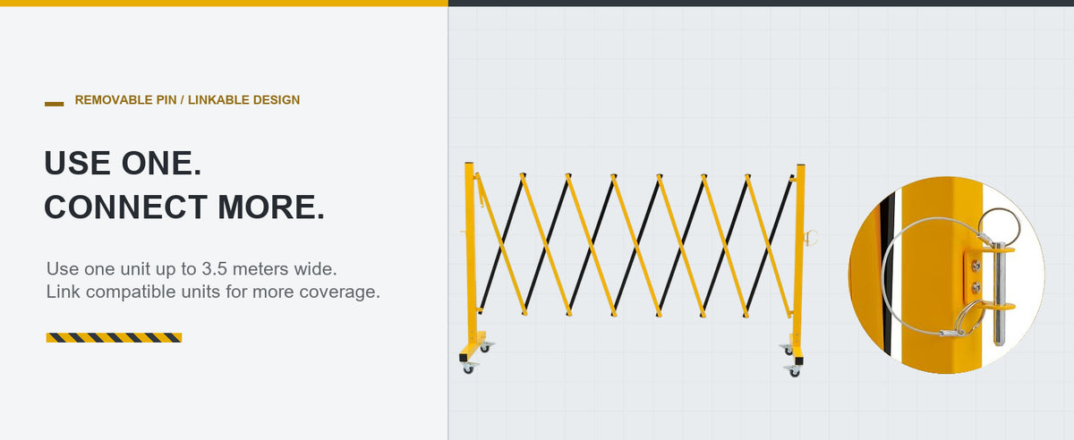 Use One. Connect More. — GYMTIME 11-foot Yellow and Black expandable barricade