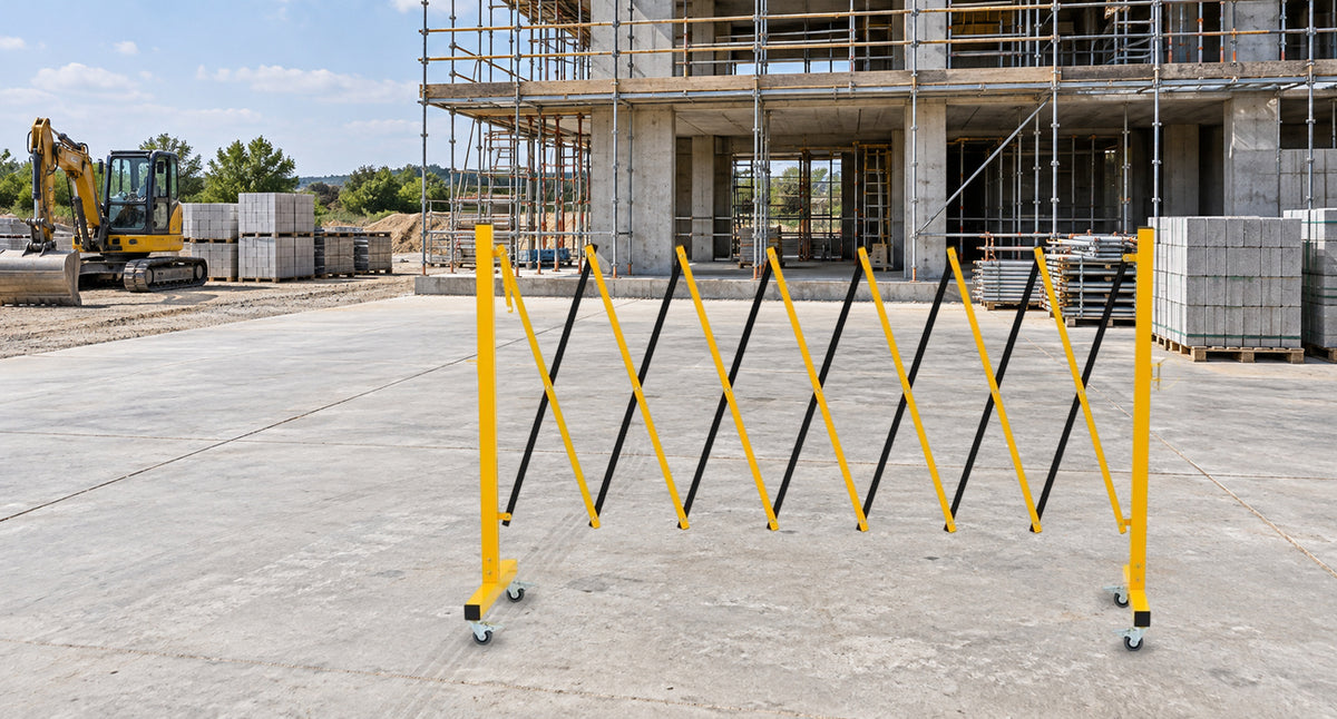 Define Your Construction Work Area — GYMTIME 11-foot Yellow and Black expandable barricade