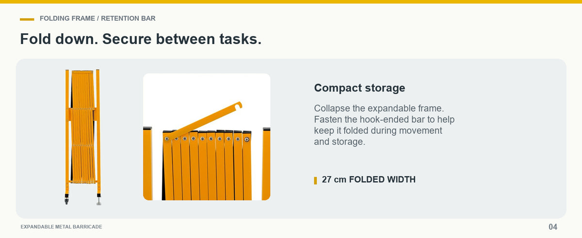 Fold Away Between Tasks — GYMTIME 120 cm Yellow and Black expandable barricade