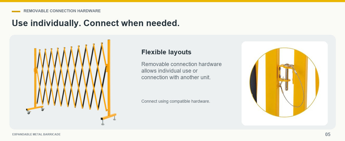 Use Alone. Connect as Needed. — GYMTIME 120 cm Yellow and Black expandable barricade