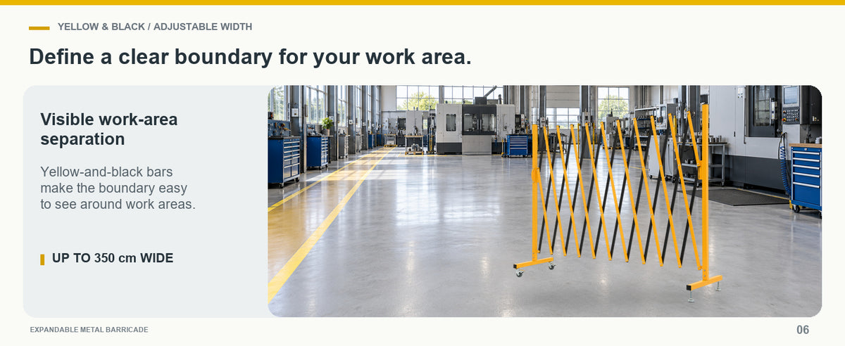 Make Work Boundaries Stand Out — GYMTIME 120 cm Yellow and Black expandable barricade