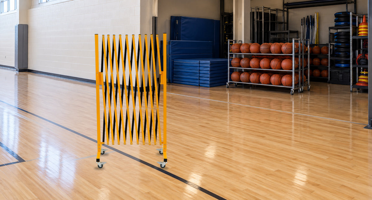 Store Compactly, Keep It Handy — GYMTIME 120 cm Yellow and Black expandable barricade