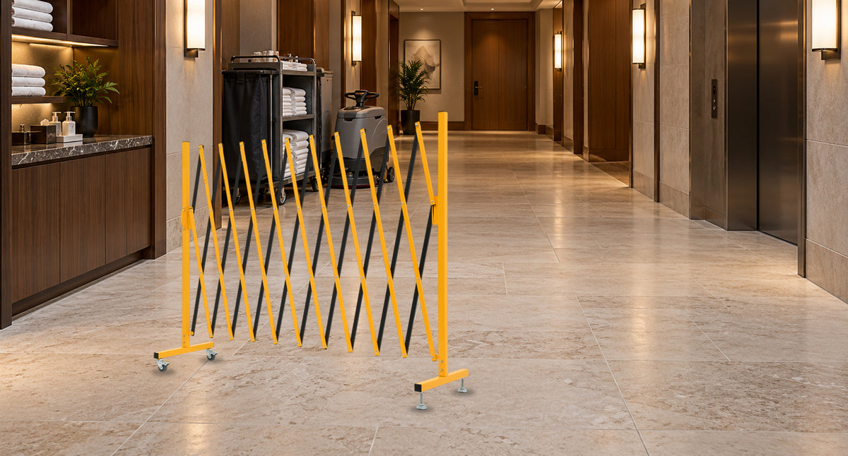Clearly Mark Cleaning Areas — GYMTIME 120 cm Yellow and Black expandable barricade