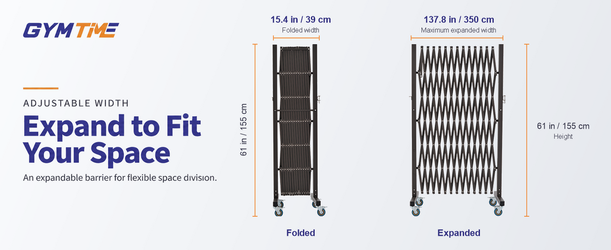 GYMTIME Brown expandable metal barricade — Expand to Fit Your Space