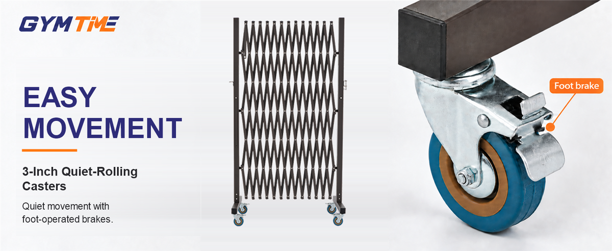 GYMTIME Brown expandable metal barricade — Roll into Position