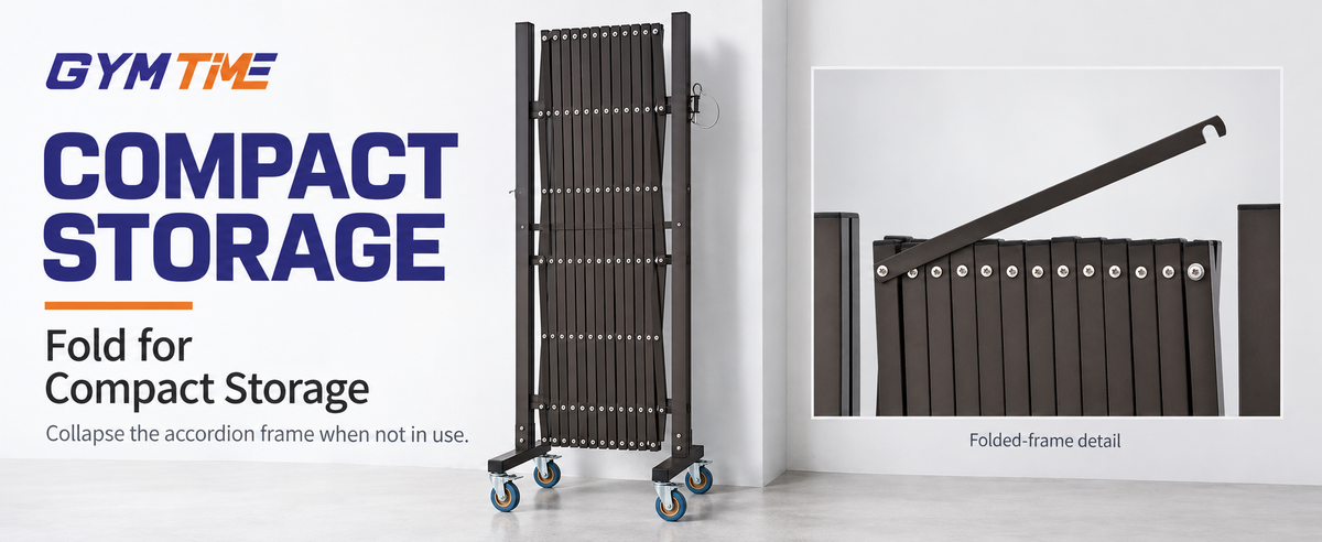 GYMTIME Brown expandable metal barricade — Save Space Between Uses