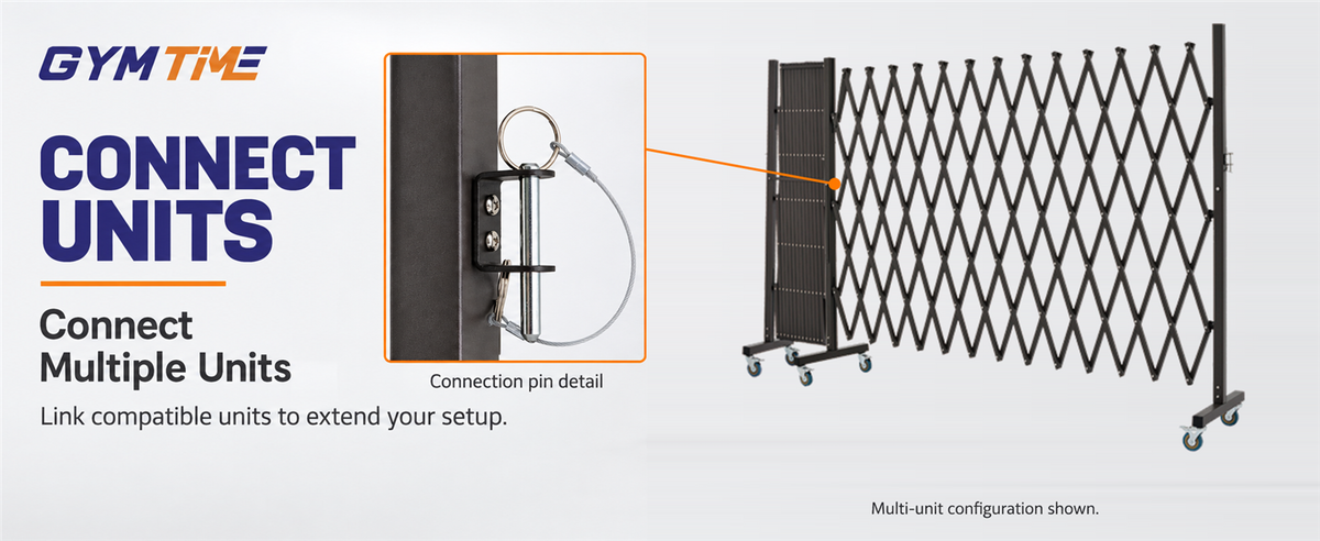 GYMTIME Brown expandable metal barricade — Link Units for Wider Spaces