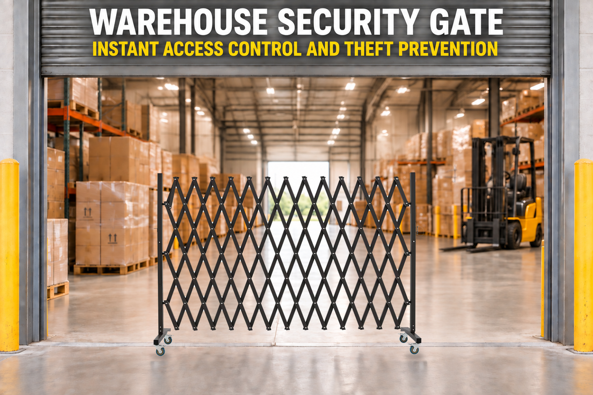 GYMTIME Brown expandable metal barricade — Warehouse Access Control