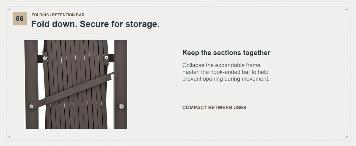 Fold Down. Secure Between Uses. — GYMTIME F2G6 expandable barrier