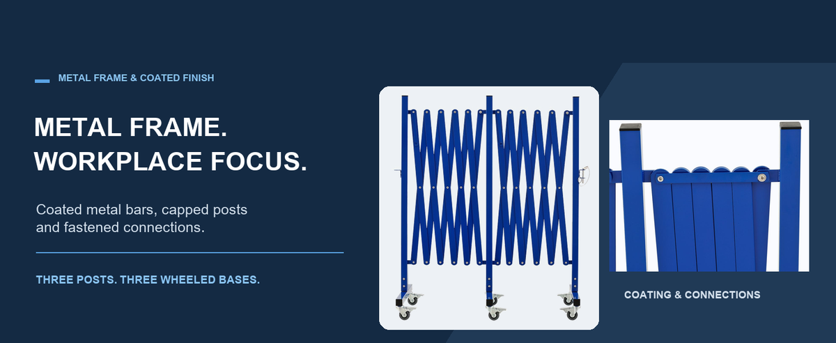 METAL FRAME. OUTDOOR POWDER COATING. — GYMTIME Blue expandable barricade