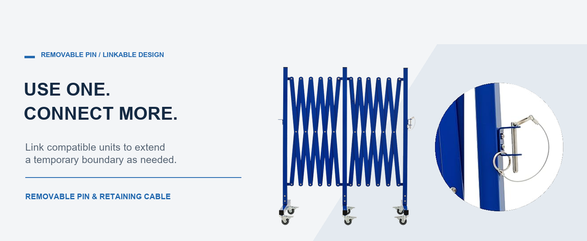 USE ONE. CONNECT MORE. — GYMTIME Blue expandable barricade