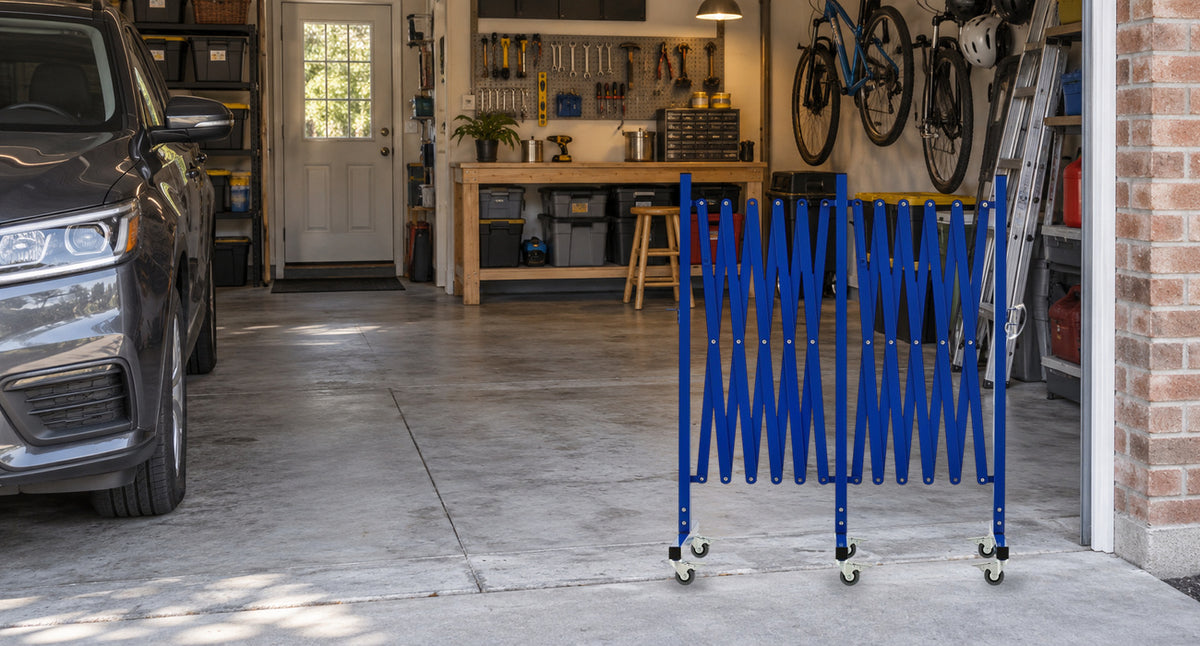 MAKE ROOM FOR YOUR NEXT PROJECT. — GYMTIME Blue expandable barricade
