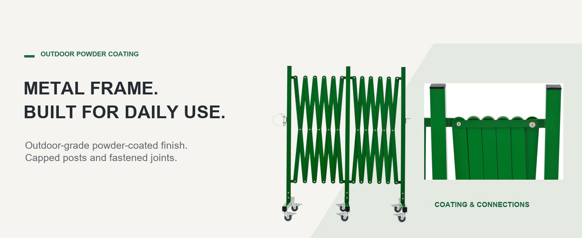 METAL FRAME. BUILT FOR DAILY USE. — GYMTIME Green expandable barricade
