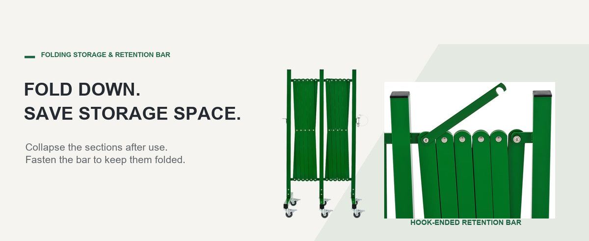 FOLD DOWN. SAVE STORAGE SPACE. — GYMTIME Green expandable barricade