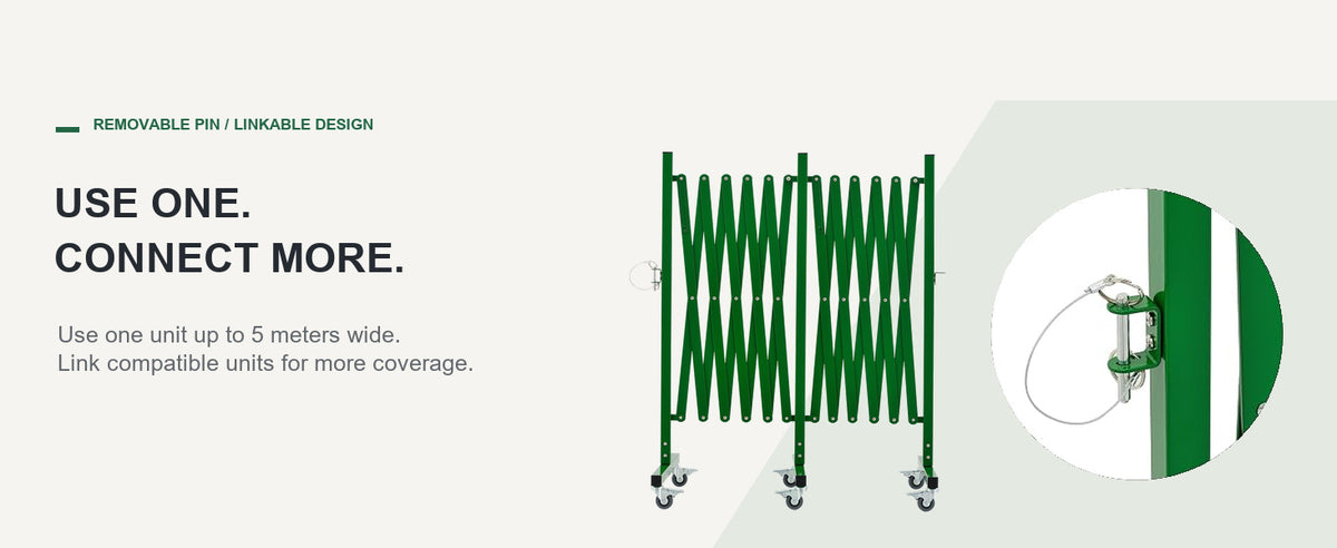 USE ONE. CONNECT MORE. — GYMTIME Green expandable barricade