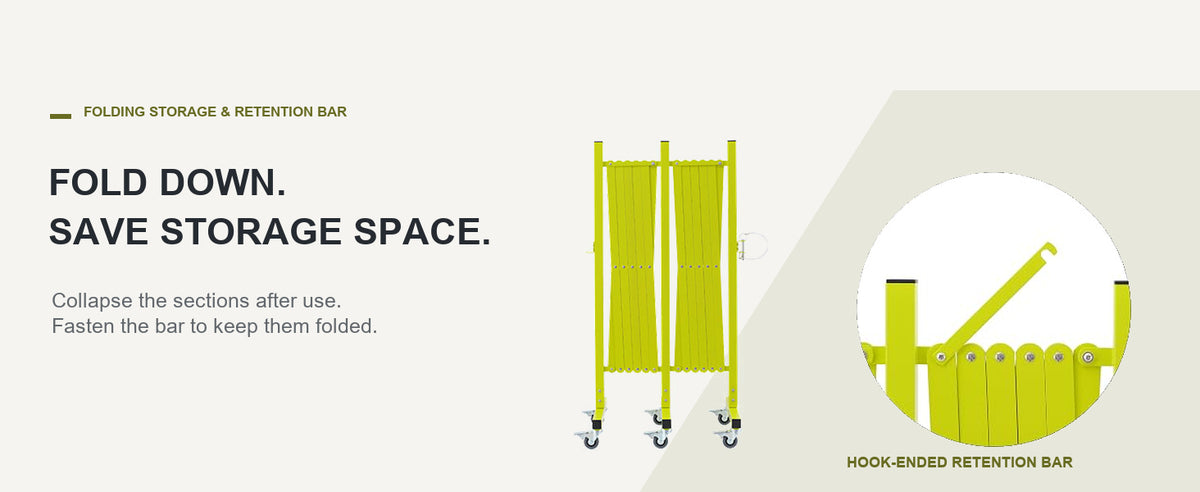 FOLD DOWN. SAVE STORAGE SPACE. — GYMTIME Matte Yellow expandable barricade