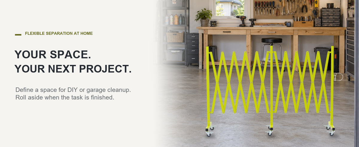 MAKE ROOM FOR YOUR NEXT HOME PROJECT. — GYMTIME Matte Yellow expandable barricade