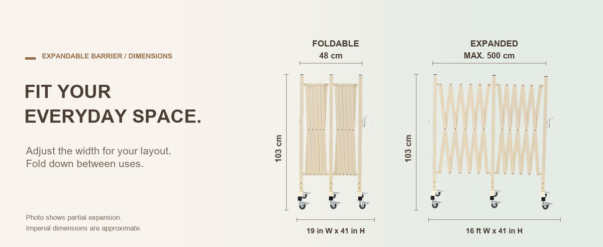 Expand to Fit Your Space — GYMTIME Beige expandable barricade