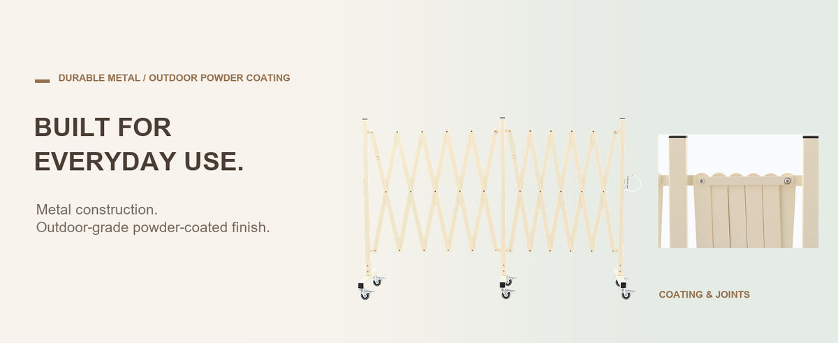 Durable Metal. A Softer Look. — GYMTIME Beige expandable barricade