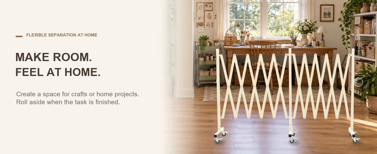 A Little Space for Your Next Project — GYMTIME Beige expandable barricade