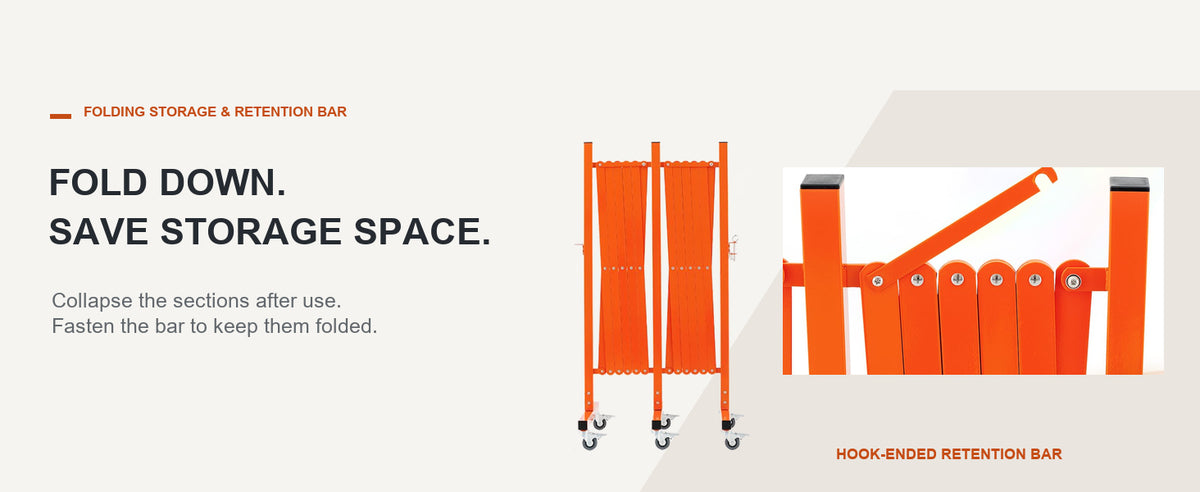 FOLD DOWN. SAVE STORAGE SPACE. — GYMTIME Orange expandable barricade