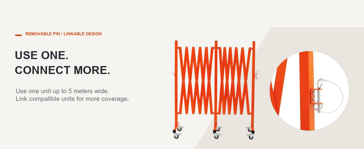USE ONE. CONNECT MORE. — GYMTIME Orange expandable barricade