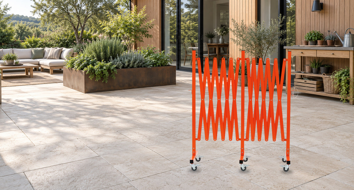 DEFINE YOUR PATIO WORKSPACE. — GYMTIME Orange expandable barricade