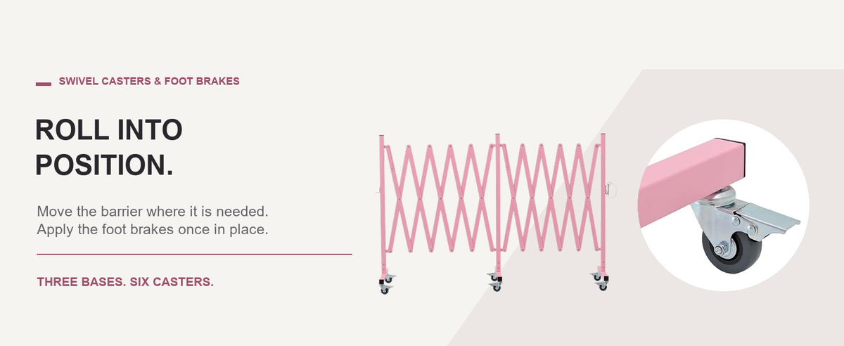 Roll into Position — GYMTIME Pink expandable barricade