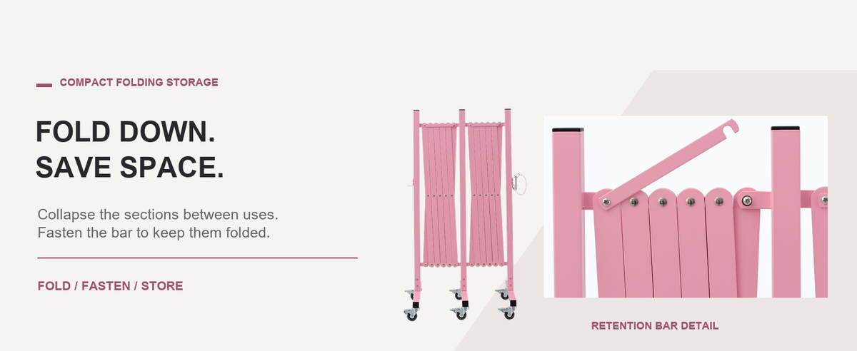 Fold Away Between Uses — GYMTIME Pink expandable barricade