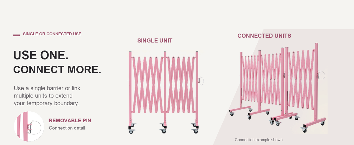 Use One or Connect More — GYMTIME Pink expandable barricade