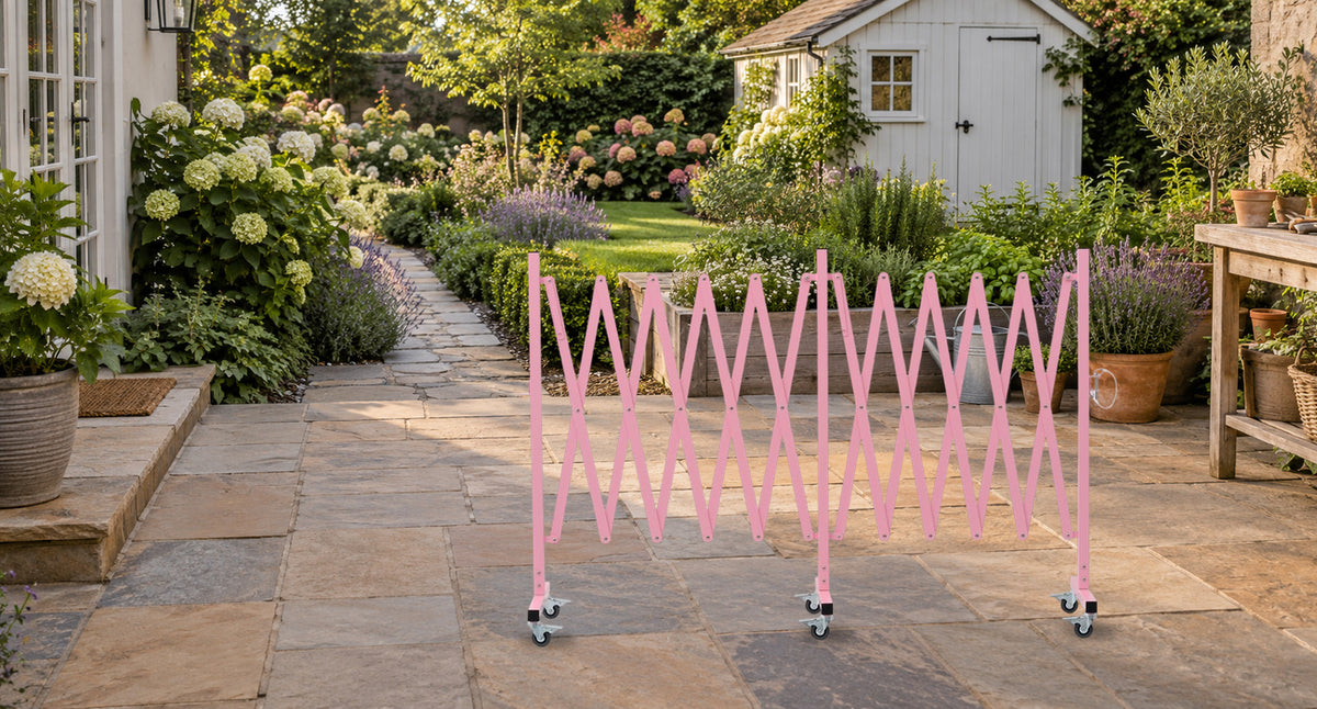 Define Your Garden Work Area — GYMTIME Pink expandable barricade