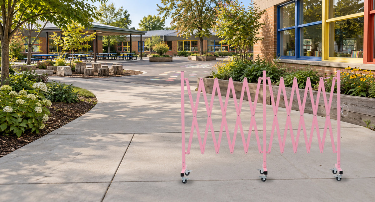 Guide Foot Traffic Around Activities — GYMTIME Pink expandable barricade