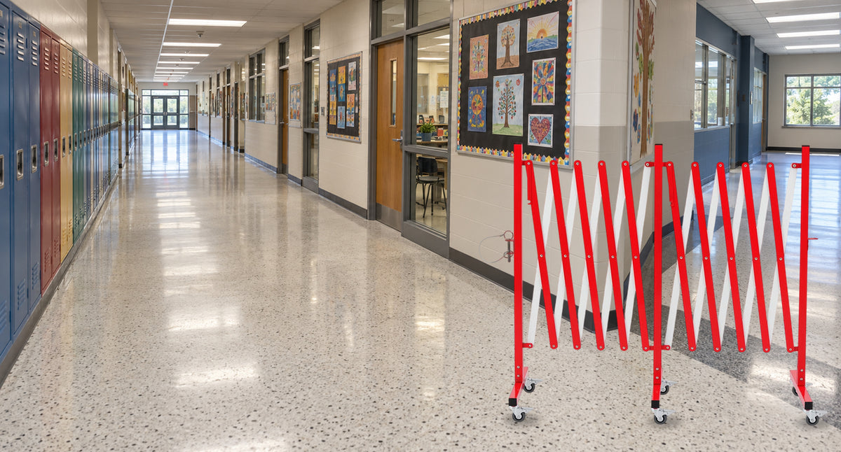 Guide Foot Traffic at Corridor Junctions — GYMTIME Red & White barricade