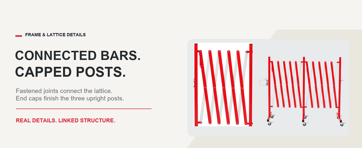 Connected Bars, Finished Details — GYMTIME Red & White barricade
