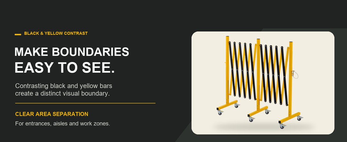 GYMTIME Yellow & Black expandable barricade — Make Boundaries Easy to See