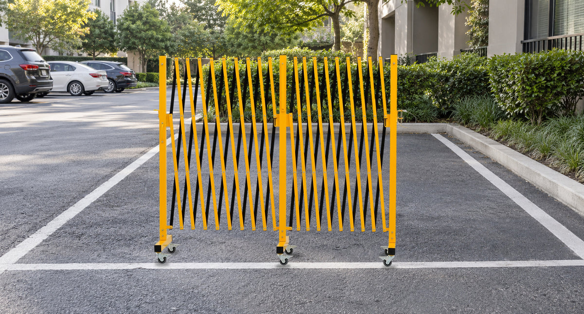 Mark Temporary Parking Restrictions — GYMTIME Yellow and Black 18 ft Barrier