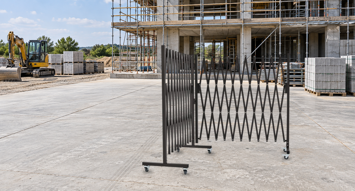 Organize Outdoor Material Staging Areas — GYMTIME Brown corner expandable barricade