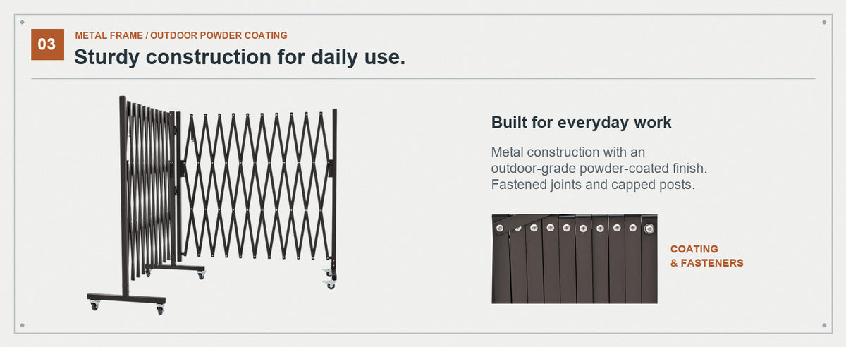 Sturdy Metal. Outdoor-Grade Finish. — GYMTIME Brown corner expandable barricade