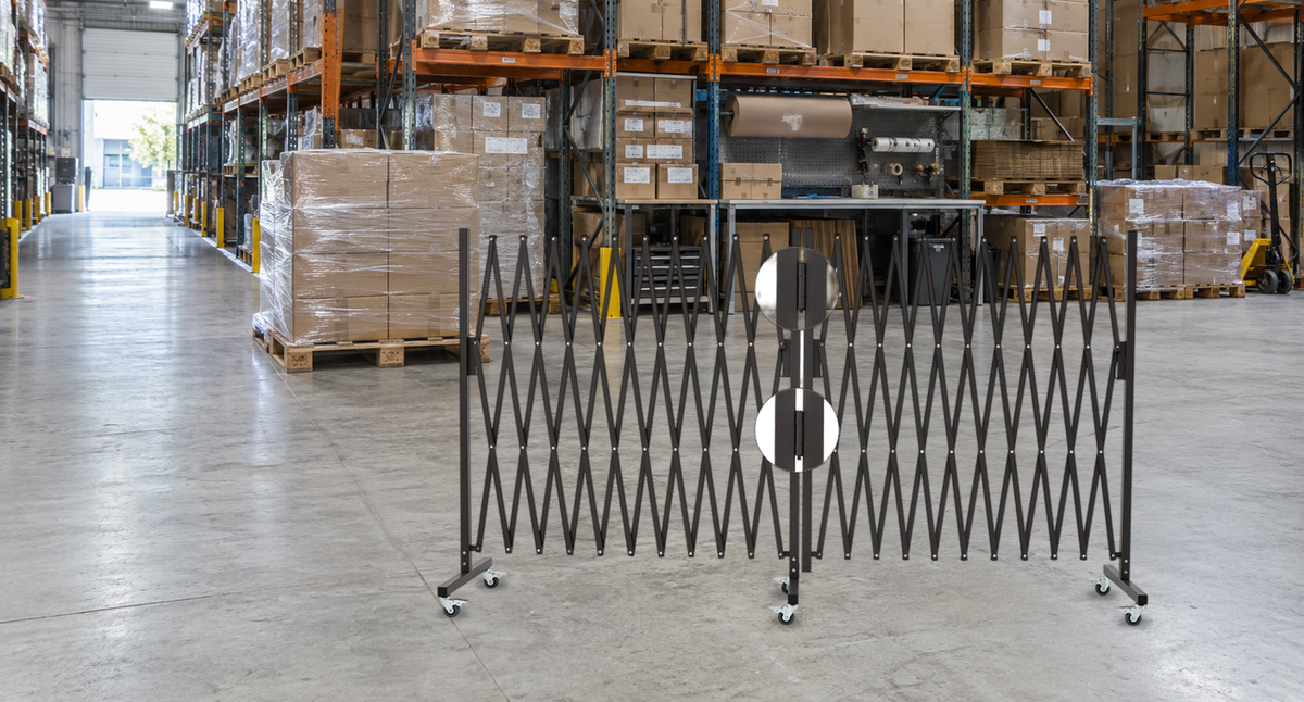 Define Your Warehouse Staging Area — GYMTIME Brown corner expandable barricade
