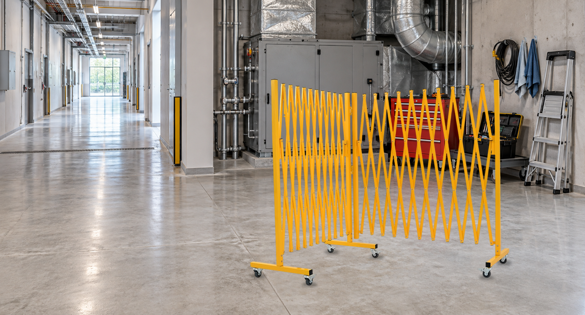 Mark Out Your Maintenance Zone — GYMTIME Yellow corner expandable barricade