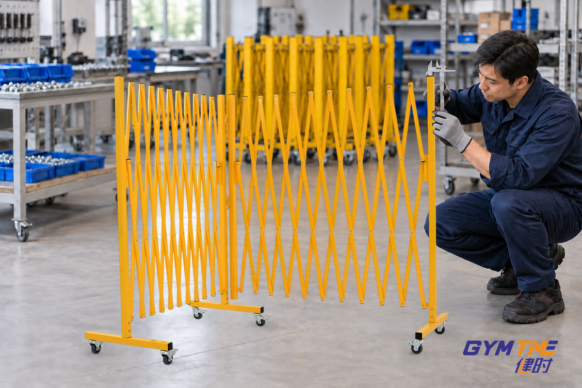 GYMTIME metal safety barrier in an illustrative quality inspection scene